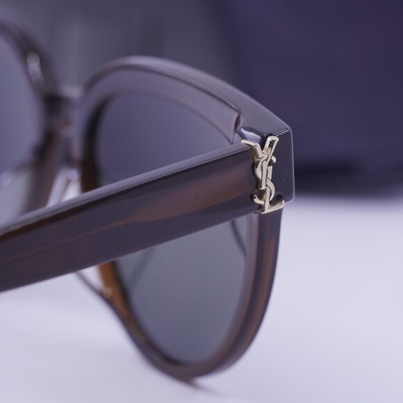 Saint Laurent SLM28/F 008 Round Sunglasses - Brown/Grey - Picture 6 of 10
